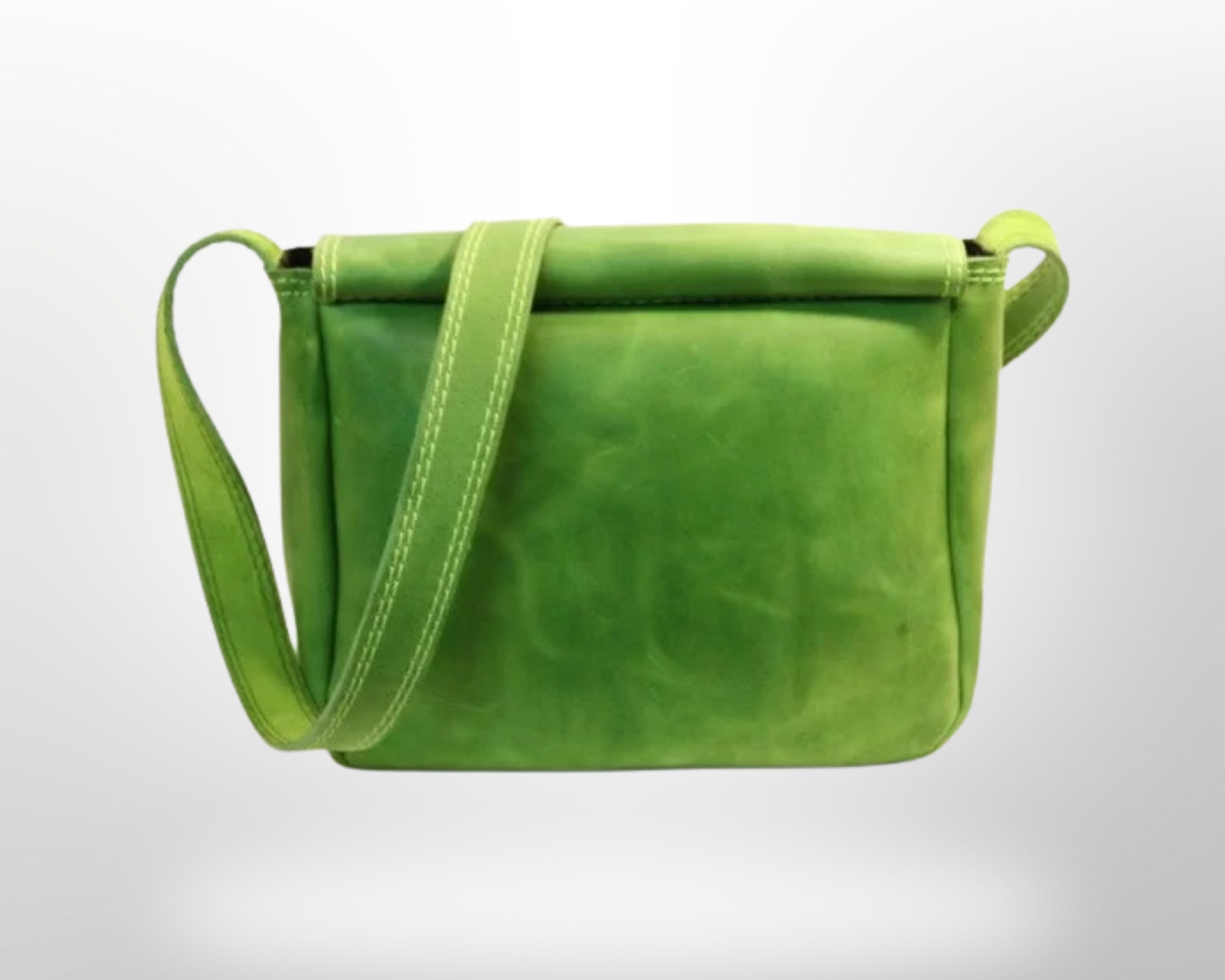 Green leather messenger clearance bag